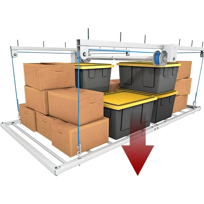 Retractable Ceiling Storage System E-Z Storage 4′ x 8′ Retractable Ceiling Storage Garage Lift – Equip ...