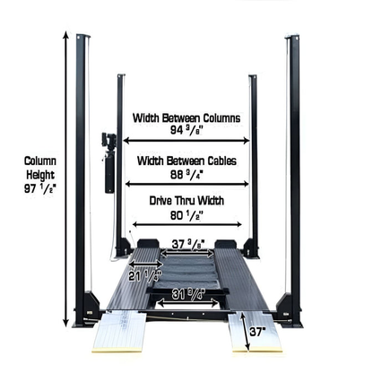 Atlas Garage Pro 8000 EXT, 8,000 lb 4 Post Vehicle Storage Lift- Extra Tall