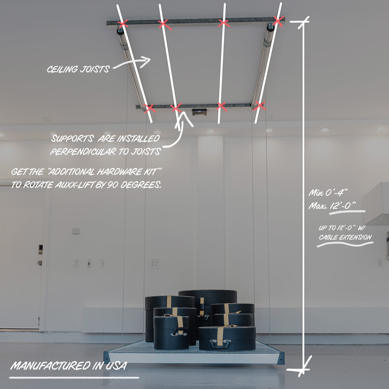Auxx-Lift – Motorized Overhead Garage Storage Platform
